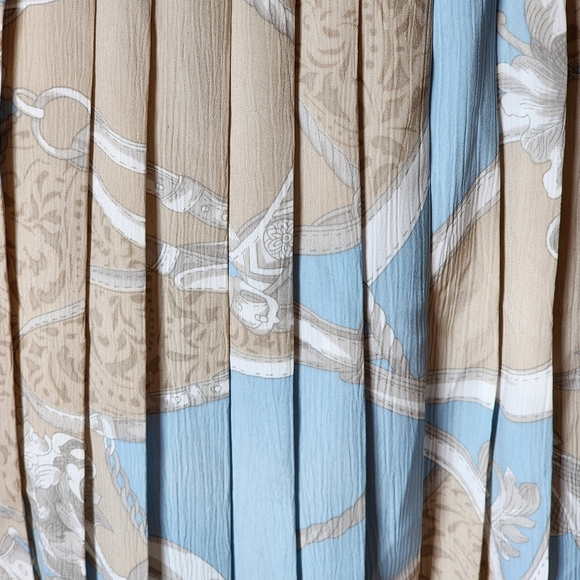 Vintage Alfred Dunner Light Blue Beige Equestian Pleated Midi Skirt Size 10P - Picture 2 of 7